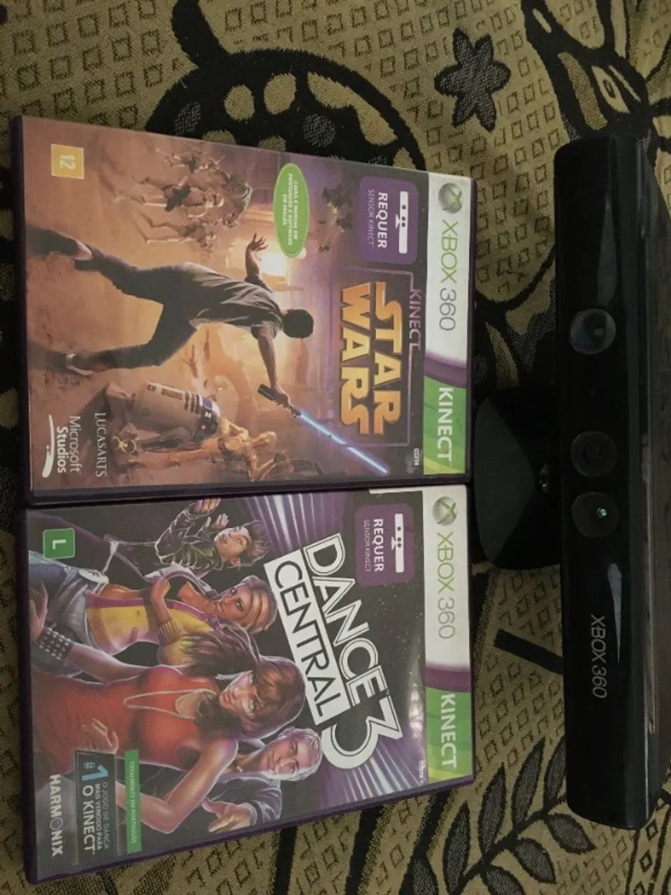 sensor kinect xbox360 com 2 jogos originais