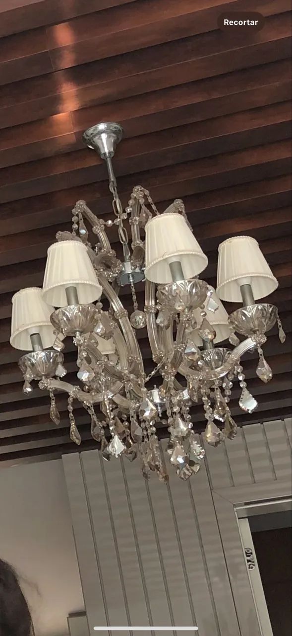 Lustre de Cristal com 8 Braços e Cúpulas - Usado em Ótimo Estado - Foto 3