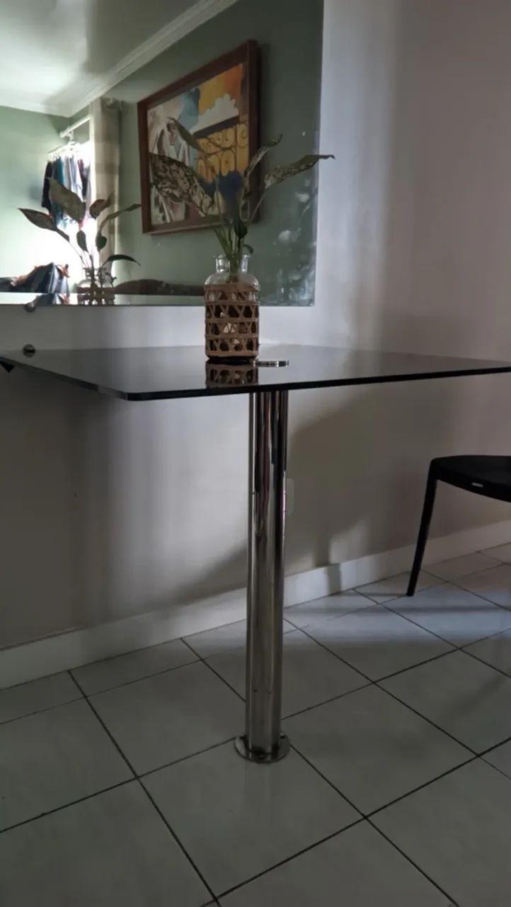 Mesa Vidro Temperado com Cilindro em inox - Foto 2