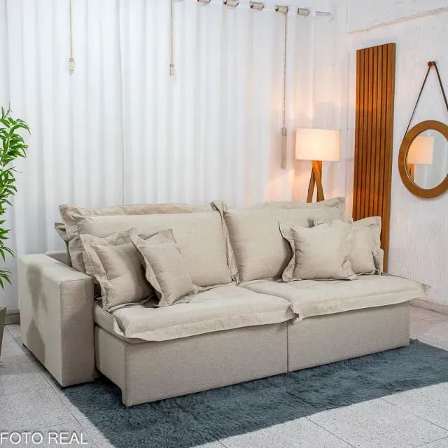 SOFÁ CAMA RETRÁTIL BOLT  2.40M LINHO  SEM CAIXA. PRONTA ENTREGA.