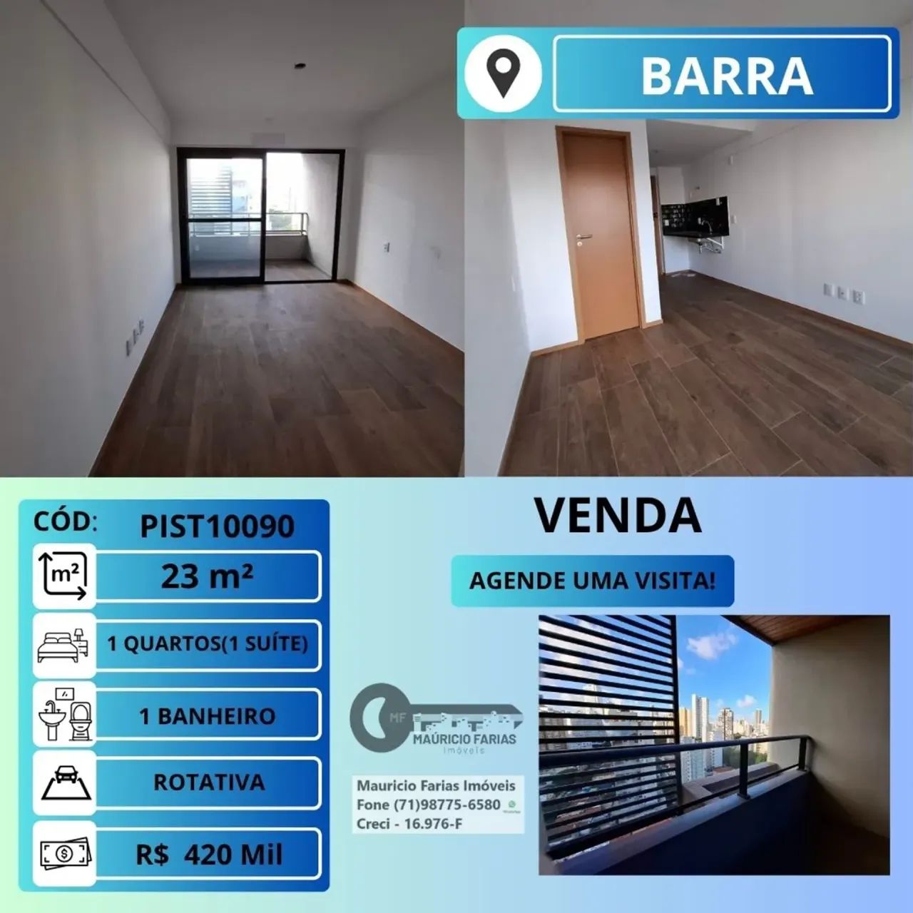 APARTAMENTO 1 QUARTO COM 23M² NA BARRA