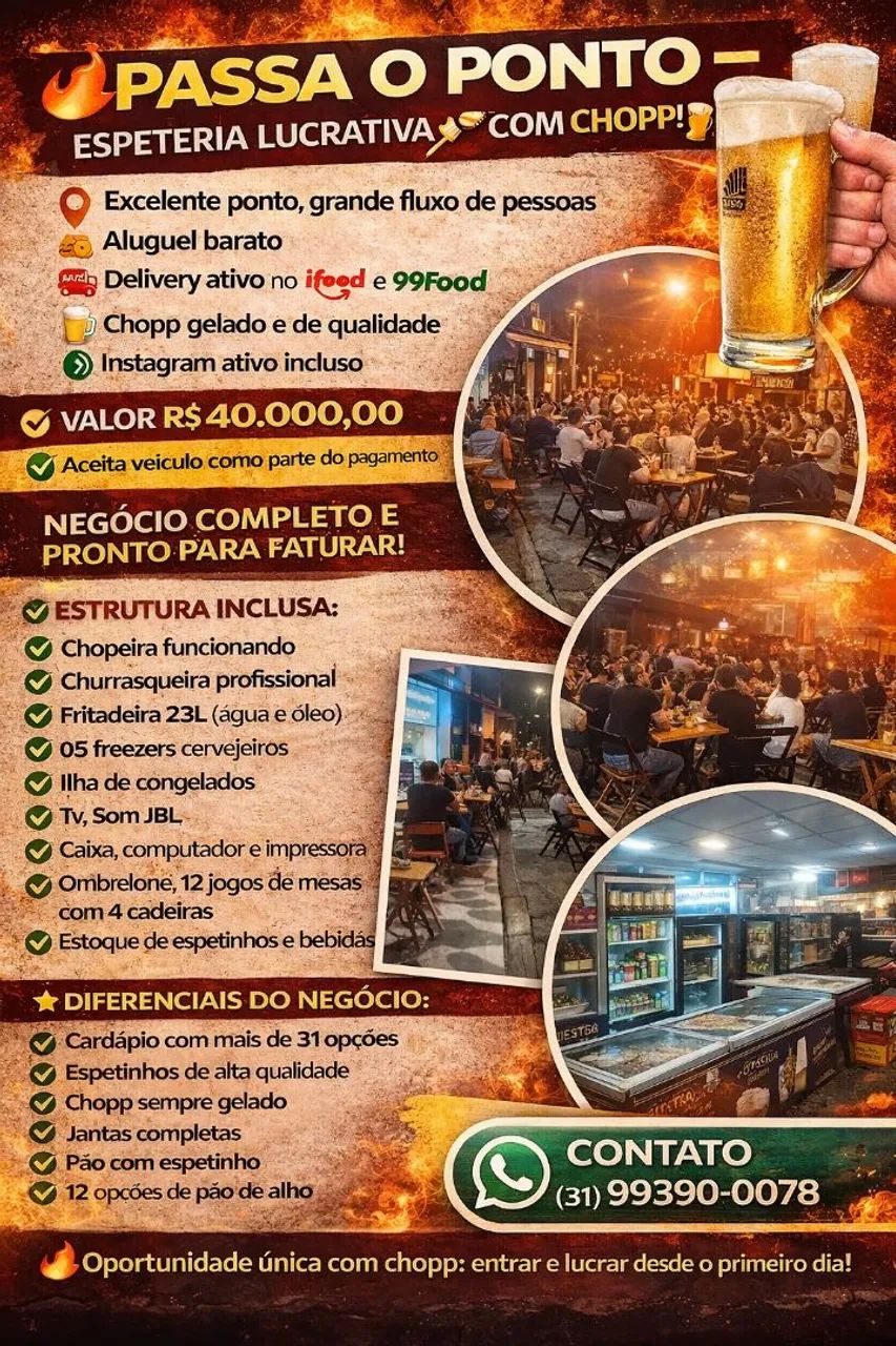 PASSA O PONTO - ESPETERIA COMPLETA COM CHOPP ?