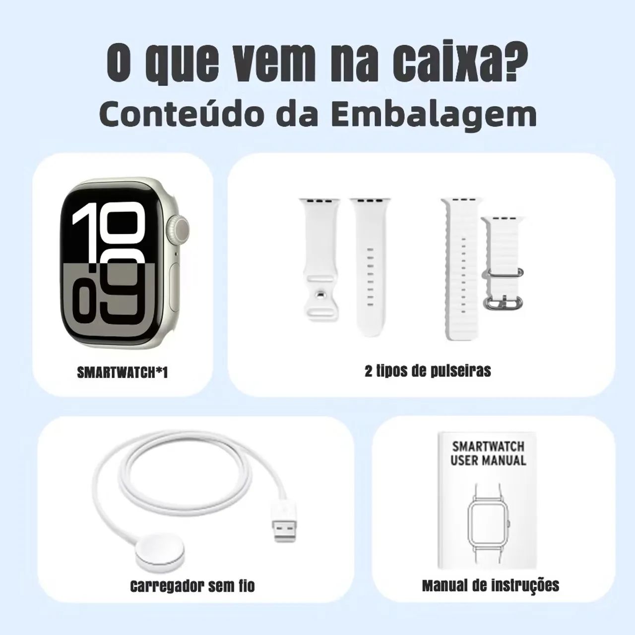 Smartwatch S10 Pro Série 10 Branco com 2 Pulseiras - Foto 2