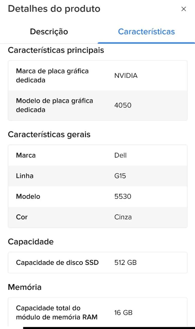 Notebook Gamer Dell G15 RTX 4050 6 GB SSD 512 GB/16 RAM DDR5 - Foto 3