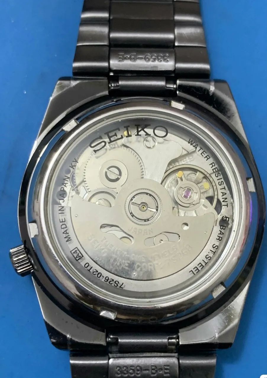 relógio automático seiko 5 preto 37mm - Foto 2