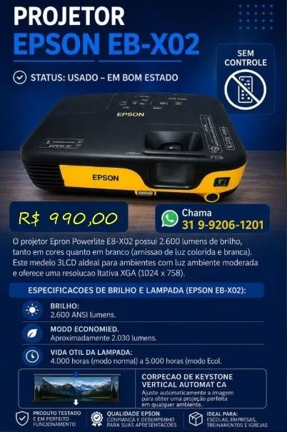 Projetor Epson EB-X02 - Foto 5