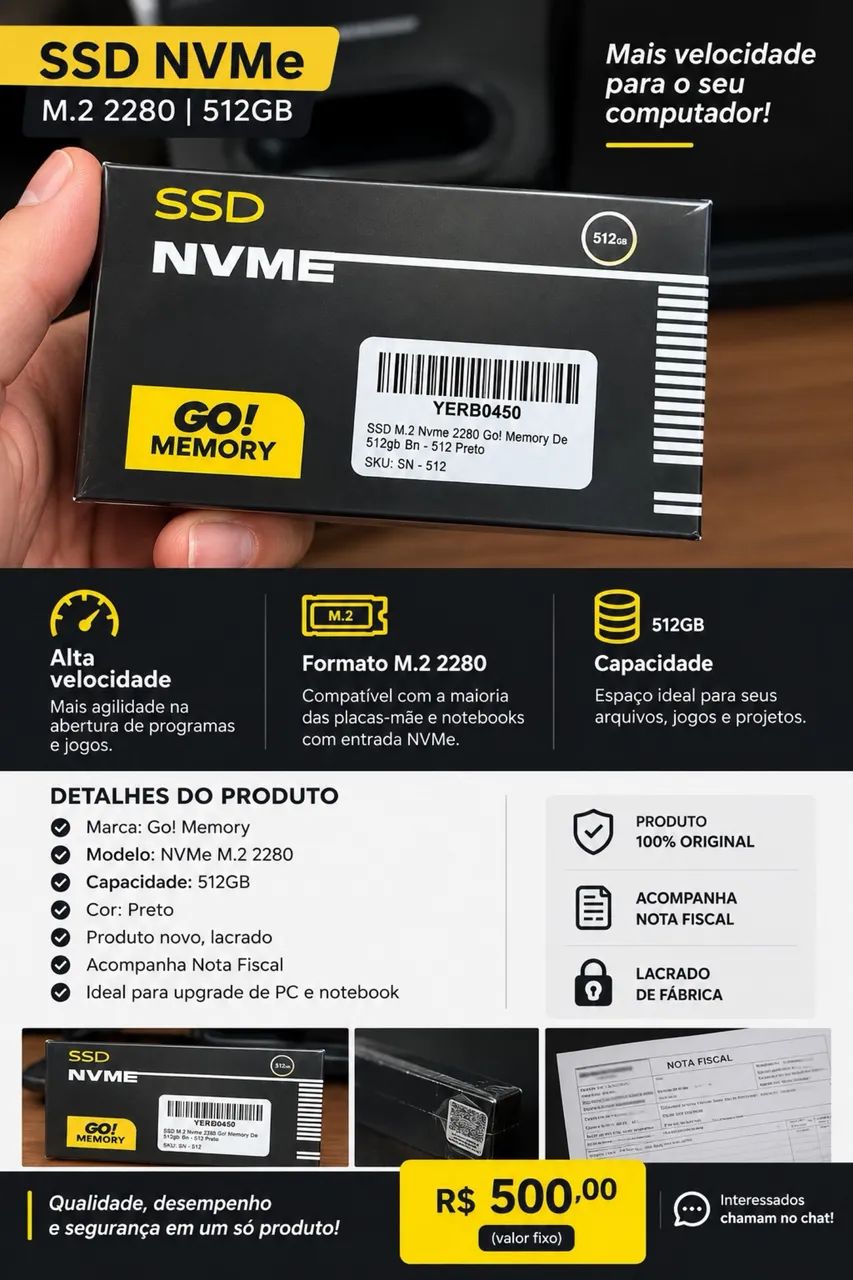 SSD  NVME 512 GB