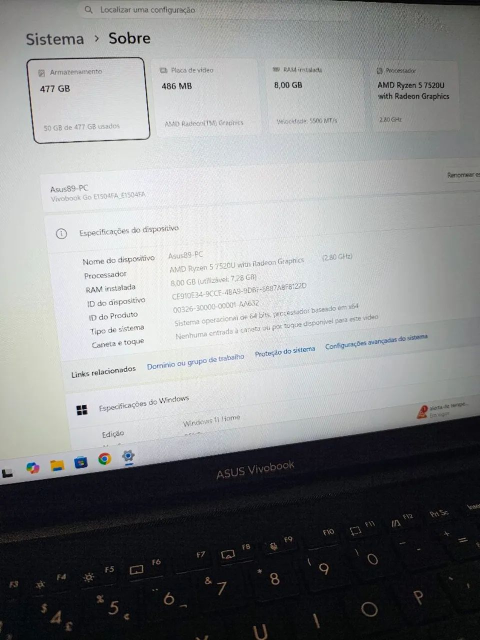 Vendo Notebook Asus Vivobook E1504F - preto, na caixa - Foto 3