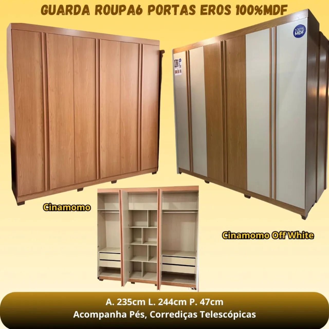 Guarda Roupa 6 Portas Eros 100% MDF