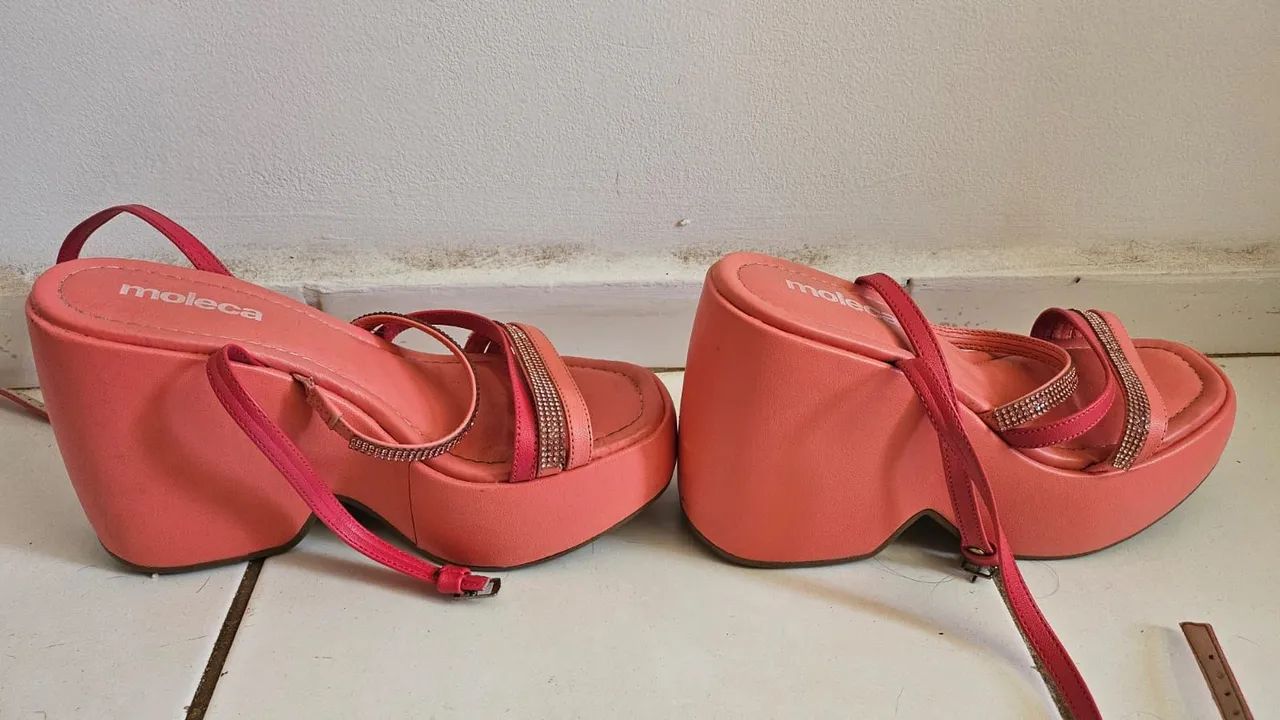 Sandália plataforma moleca rosa - Foto 4