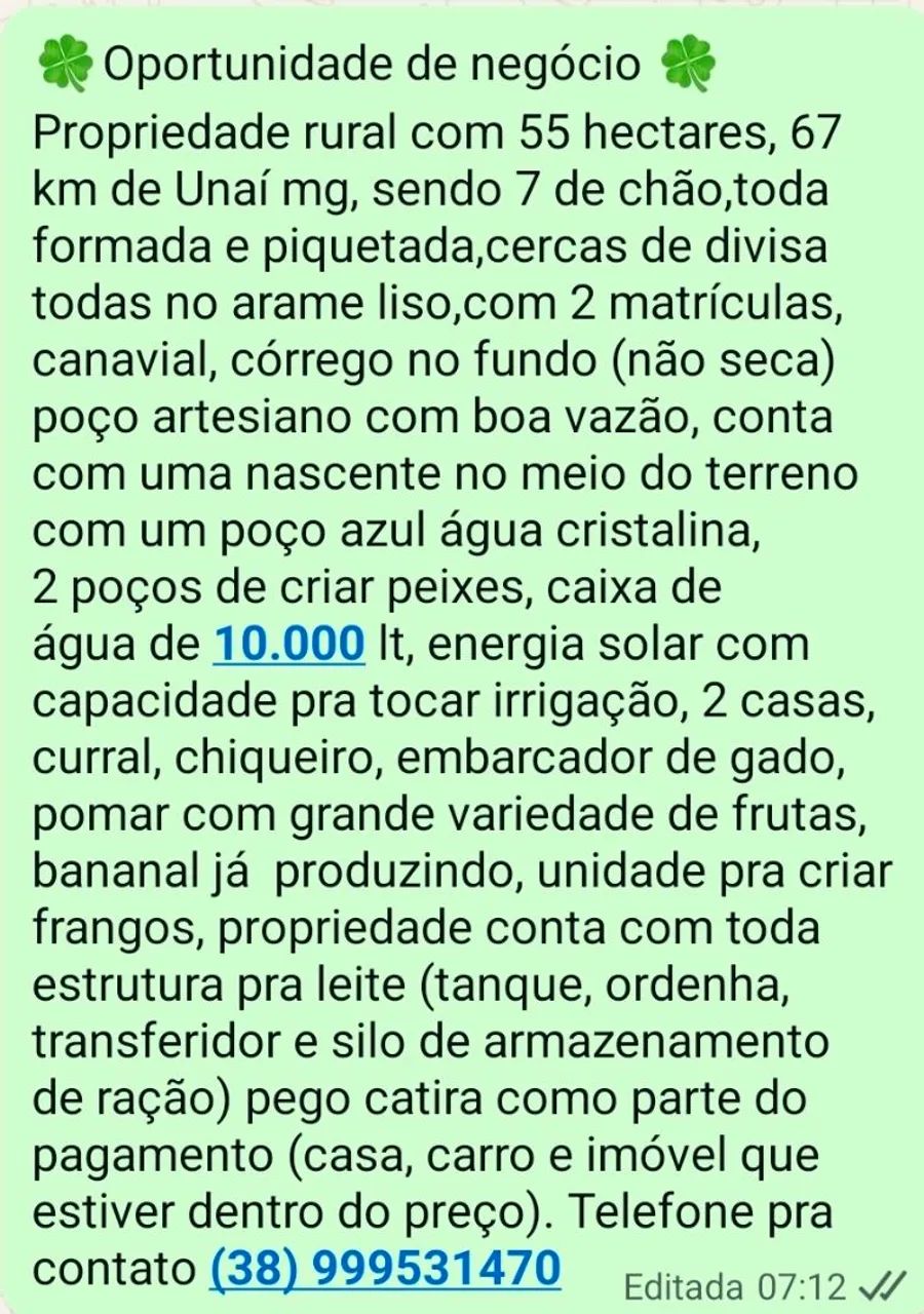 Propriedade rural próximo a Unaí 