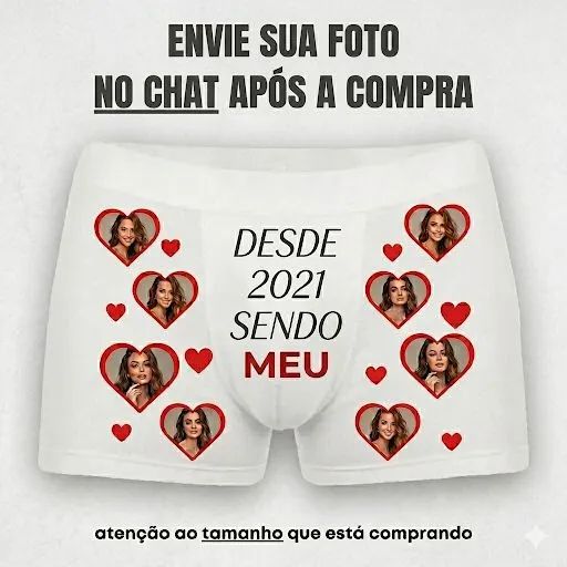 Cueca Boxer Branca Personalizado 