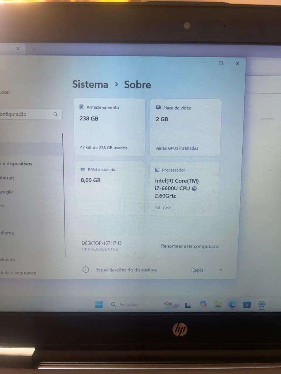 Notebook hp probook i7 gth 6 8gb ram ssd256gigas  - Foto 3