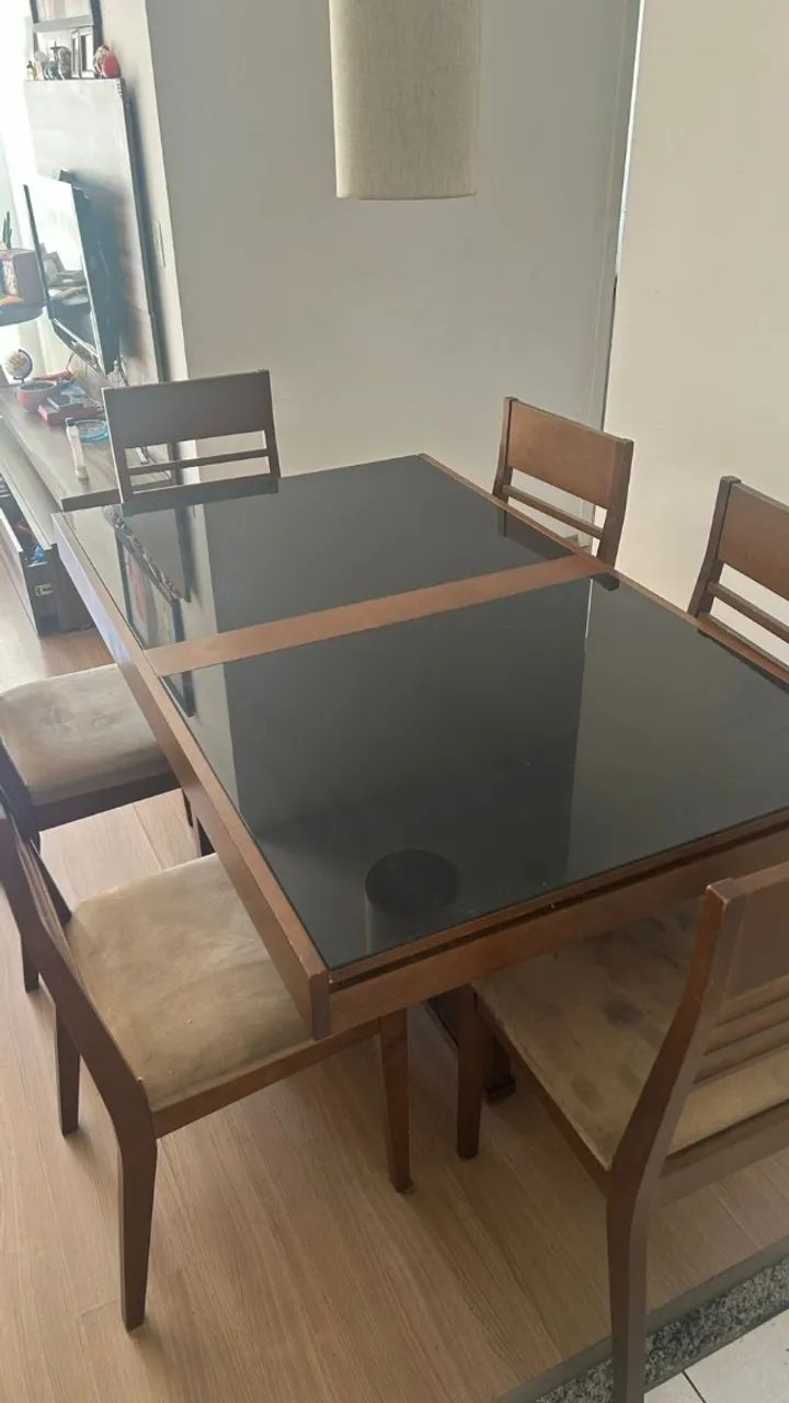 Mesa jantar retrátil com 6 cadeiras - Foto 2