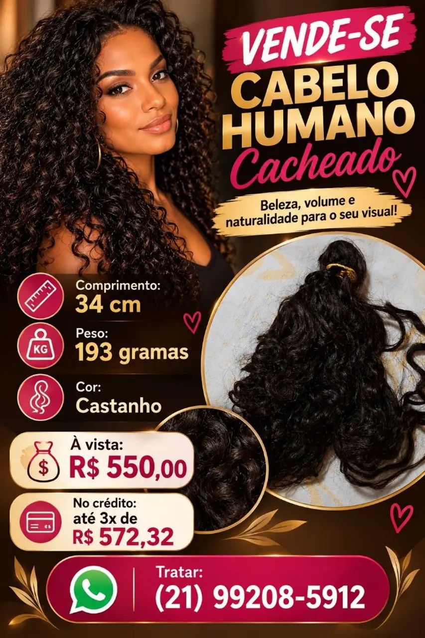 Cabelo humano cacheado 
