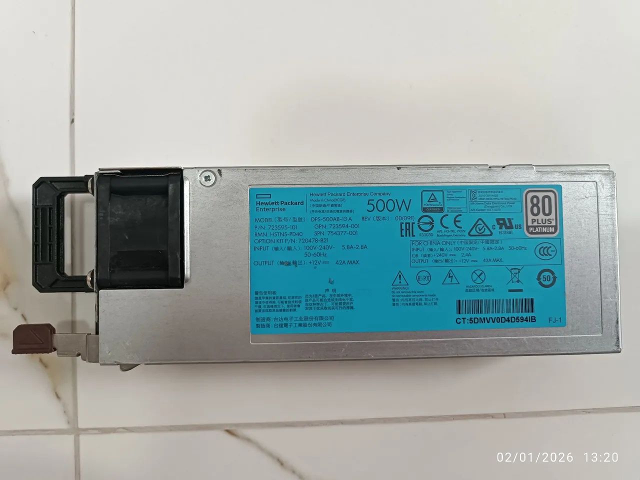 FONTE HPE 500W PLATINUM SUPER CONSERVADA