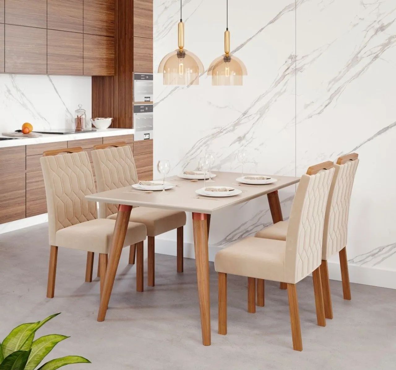 Mesa de jantar com 4 cadeiras 