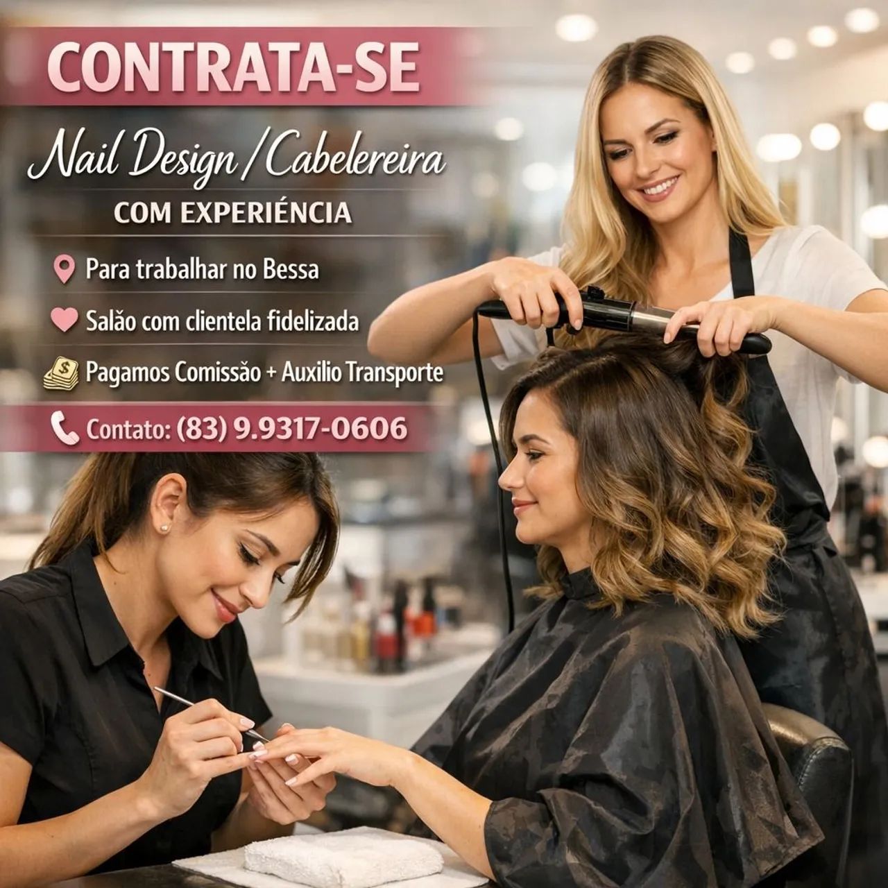 Contrata-se Nails design/cabeleireira com experiência 