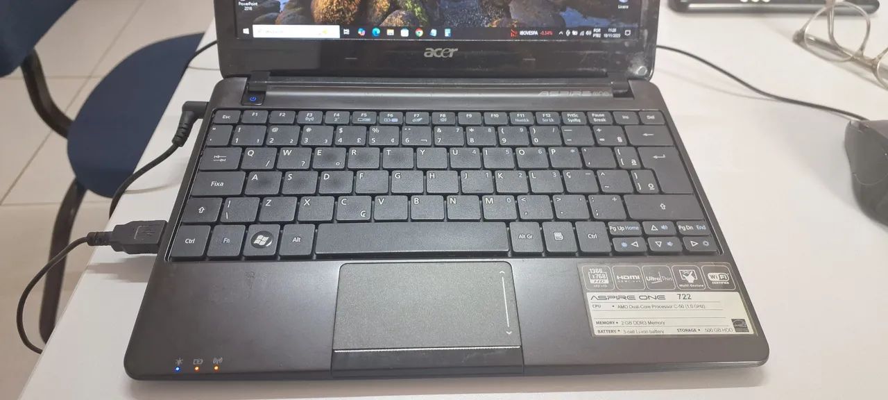 Notebook Acer Aspire One 722 - Tela de 12' polegadas, 4gb de Memória HD de 160Gb.  - Foto 4