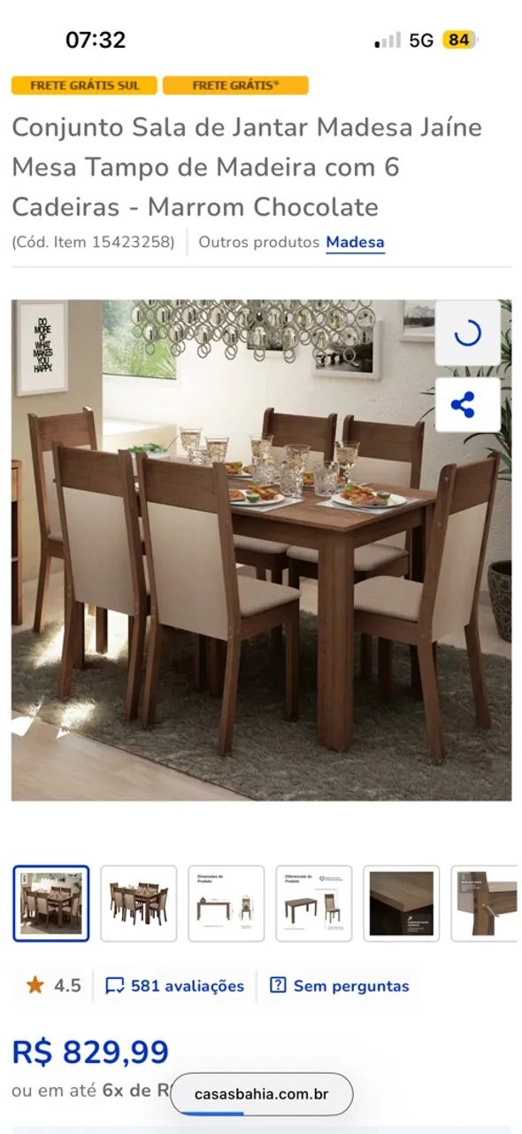 Mesa 6 lugares 