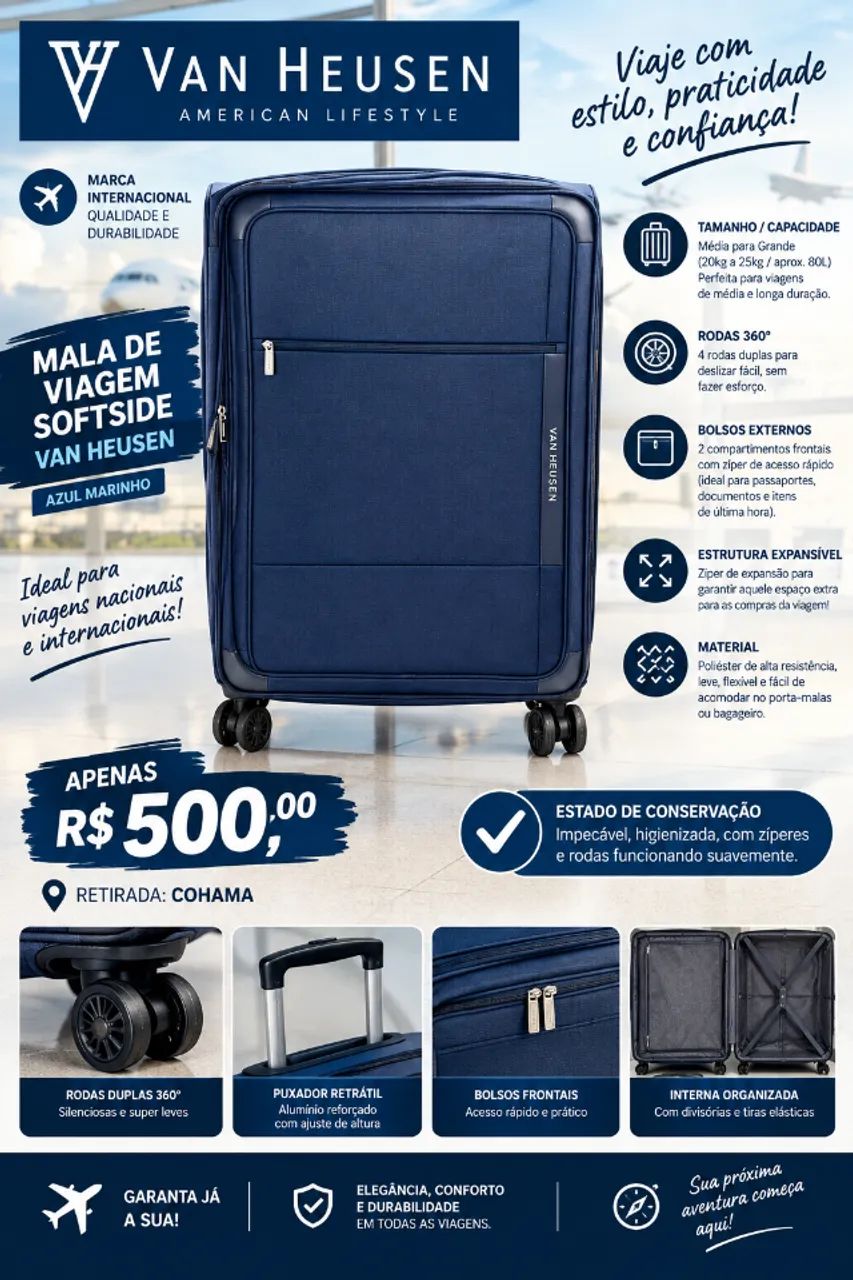 Mala de Viagem Softside Azul - Van Heusen - Foto 2