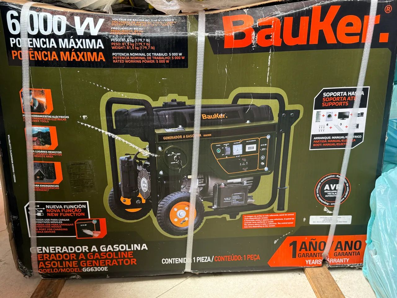 Gerador a Gasolina Bauker 6000W - Partida Manual/Elétrica | Bivolt