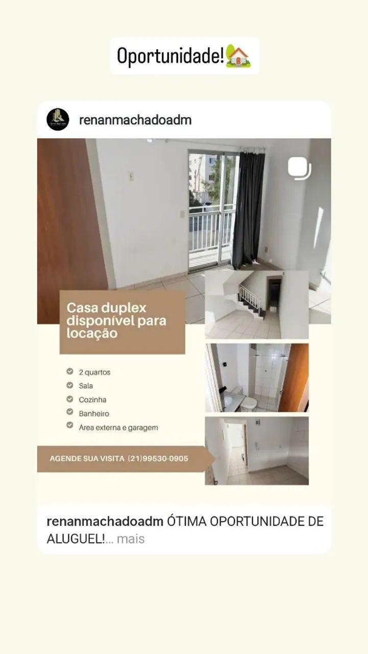 Casa duplex com 2 quartos para locação 