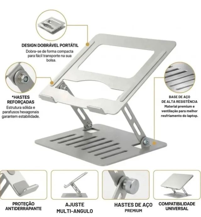 Suporte Dobrável Rotativo Notebook Tablet Resistente - Foto 2