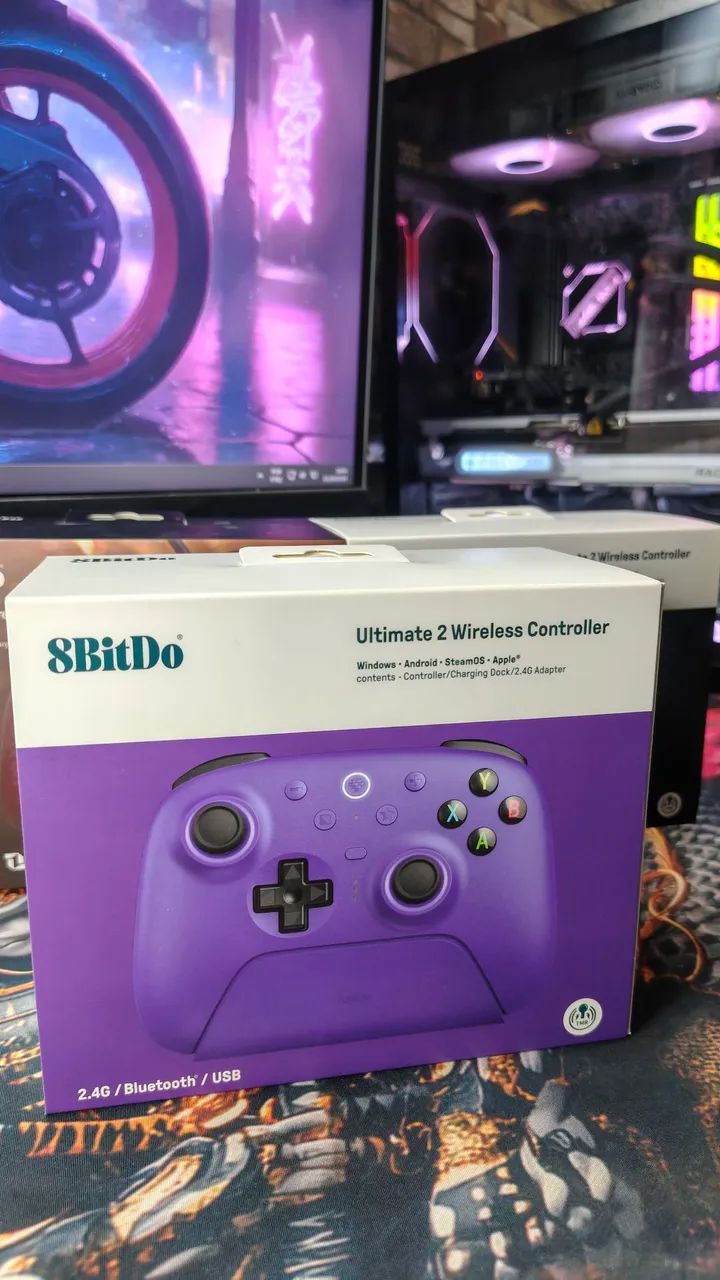 Controle 8 Bitdo Ultimate 2 Wireless completo com base e conector  - Foto 4