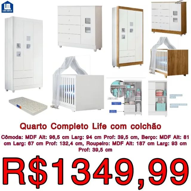 Quarto completo com colchão infantil