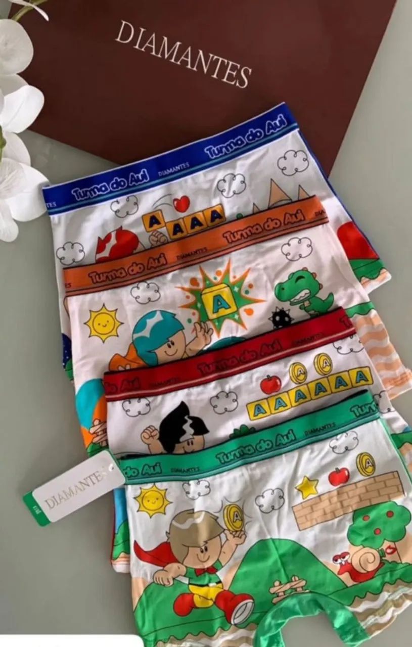 Kit com 4 Cuecas Diamantes Lingerie Infantil 