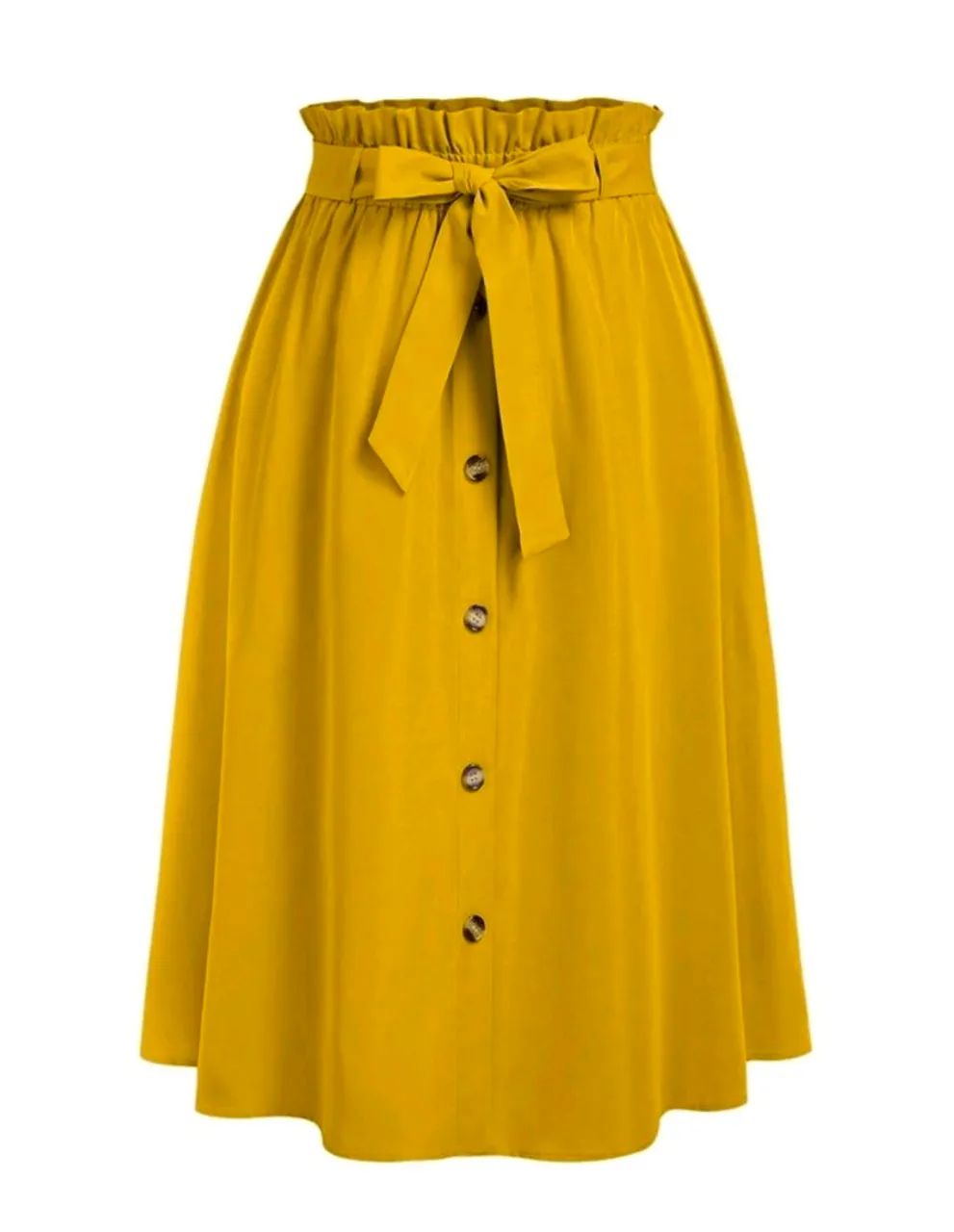 Saia midi amarelo mostarda
