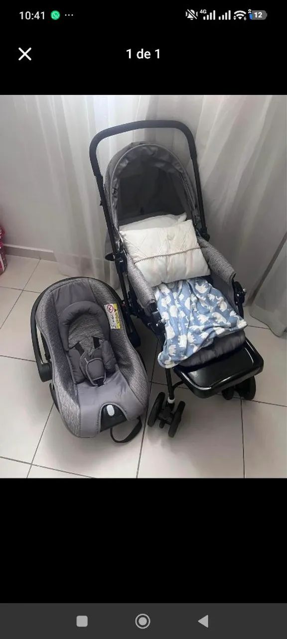 Conjunto carrinho + bebê conforto- Marca Cosco(Usado) 