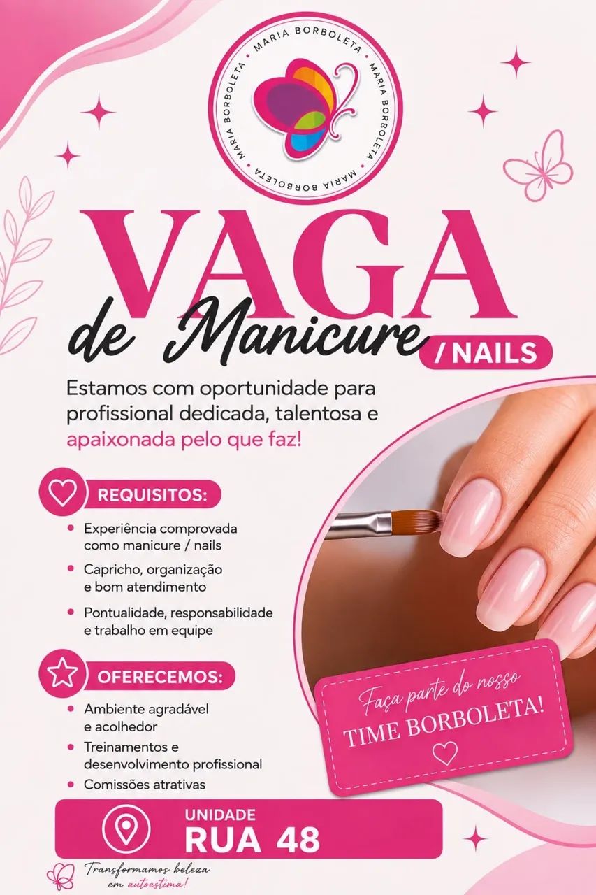 Vaga para manicure e Nail design 