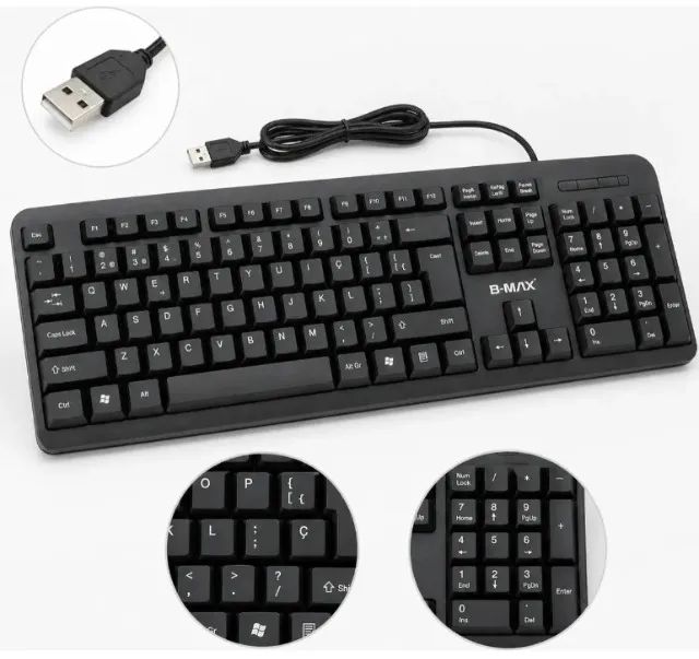 Teclado USB Com Fio B-MAX BM-T02 - Padrão ABNT2 (Com Ç)