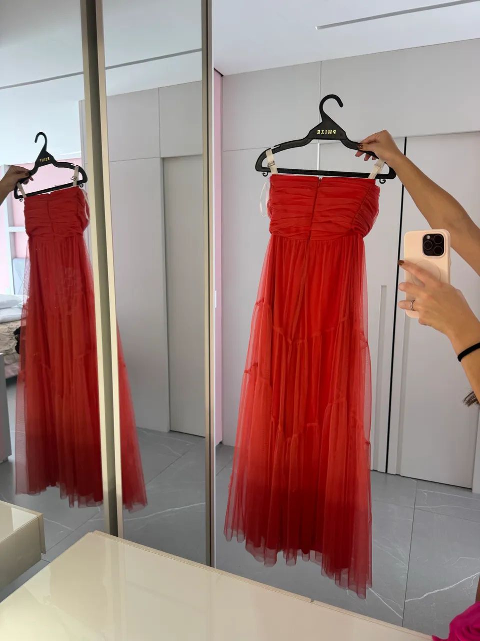 Vestido longo laranja de tule  - Foto 2