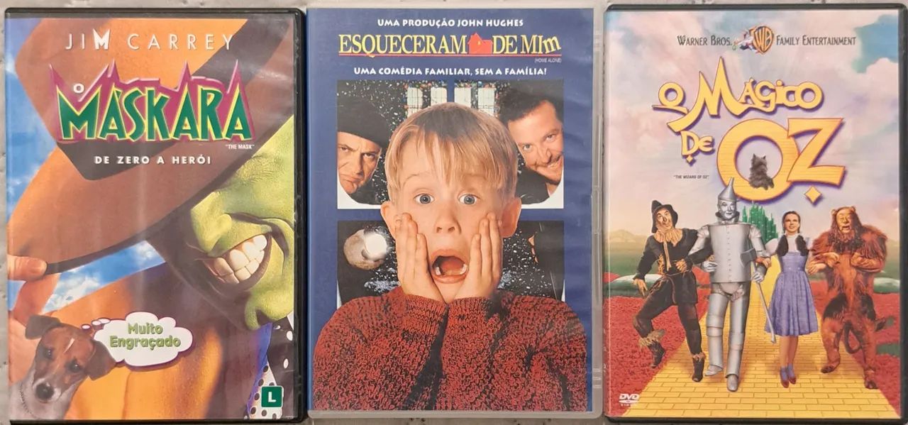 DVDs do O mascara, O Magico de Oz e Esqueceram de Mim