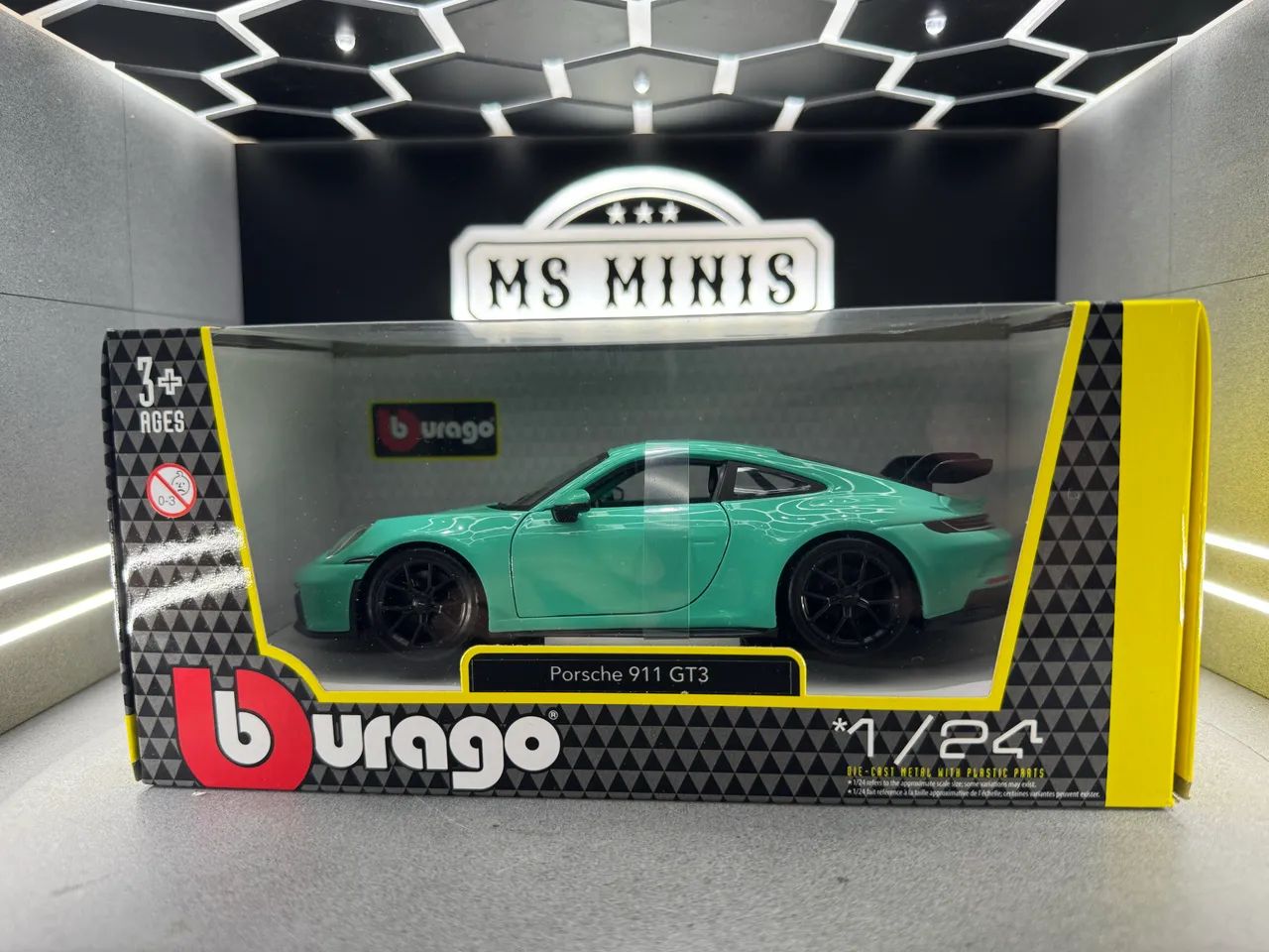 Miniatura Burago - Porsche 911 GT3 Verde escala 1/24 Novo Lacrado - Foto 6