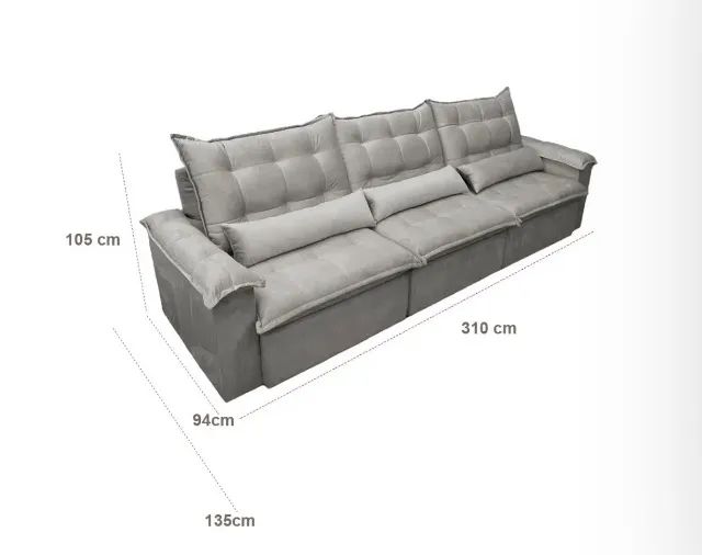 Sofá Modular Orion 6 Lugares Retrátil e Reclinável em Veludo 3,10m - Foto 3