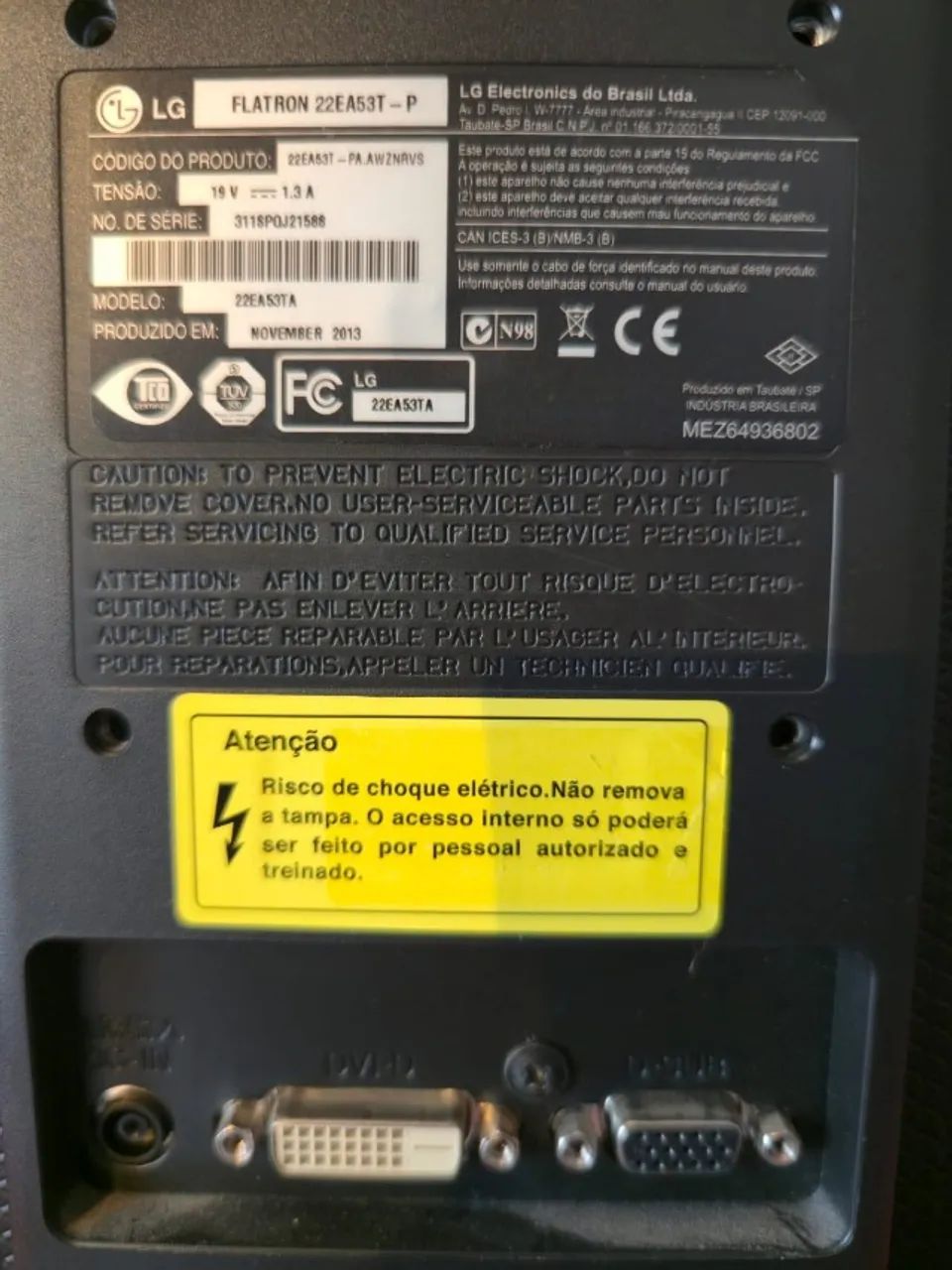 Monitor LG Full HD 21,5 Polegadas DVI-D/VGA Modelo 22EA53TA - Foto 3