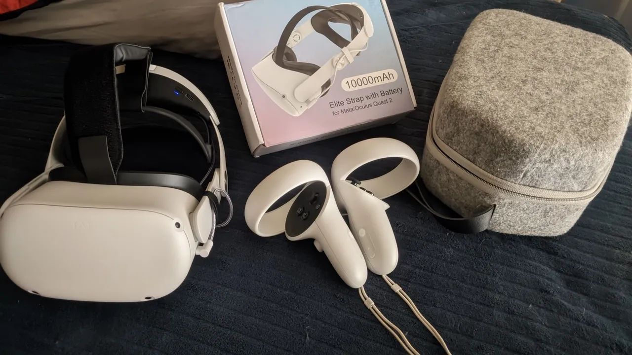 Metaquest/quest 2 256Gb + Strap com bateria, maleta e link PC