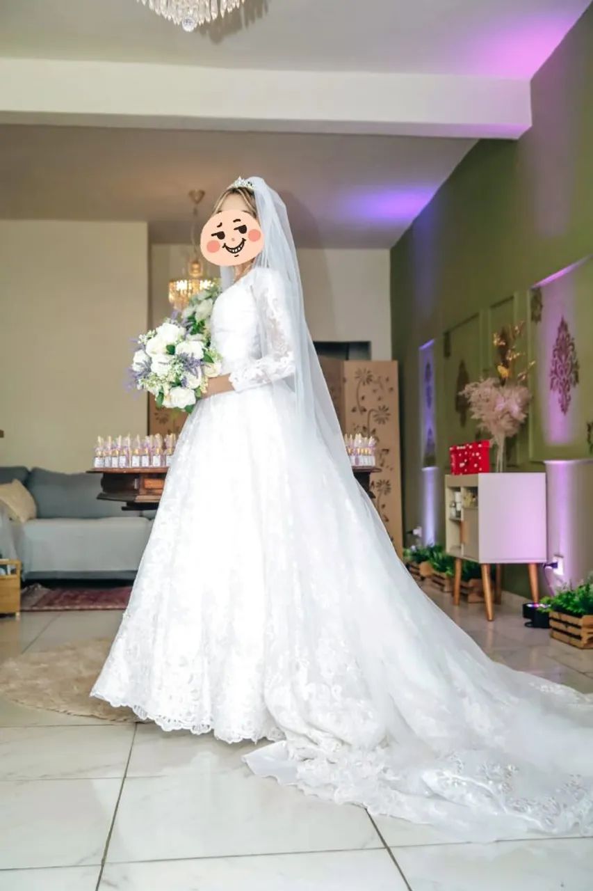 Vestido de Noiva com Véu (Branco) - Foto 4