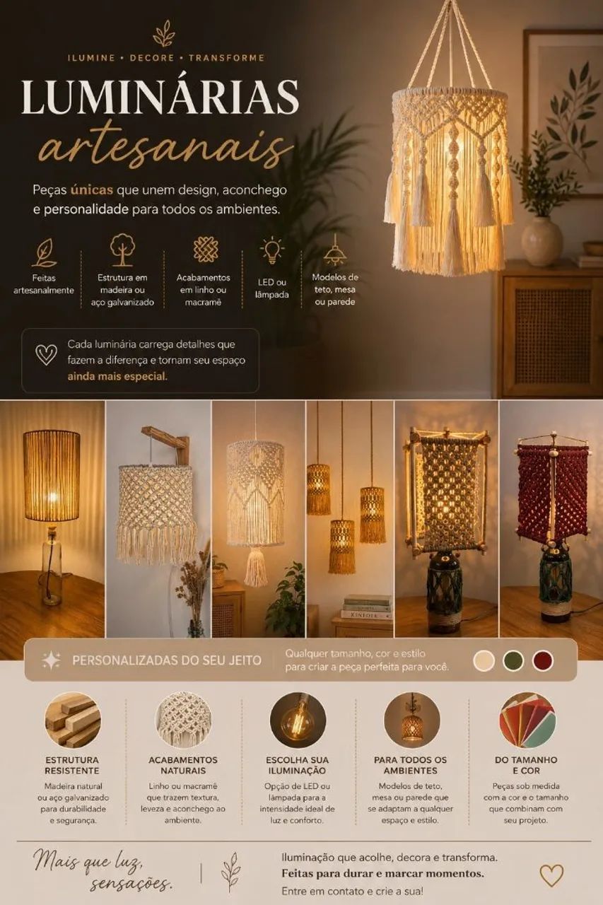 Luminárias personalizadas.
