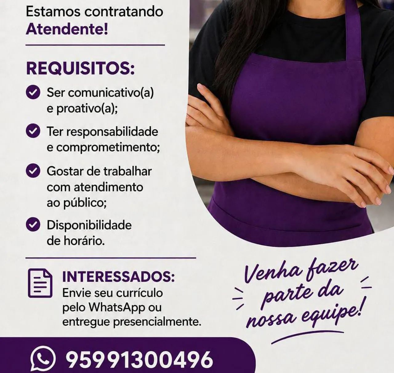 Vaga para atendente 