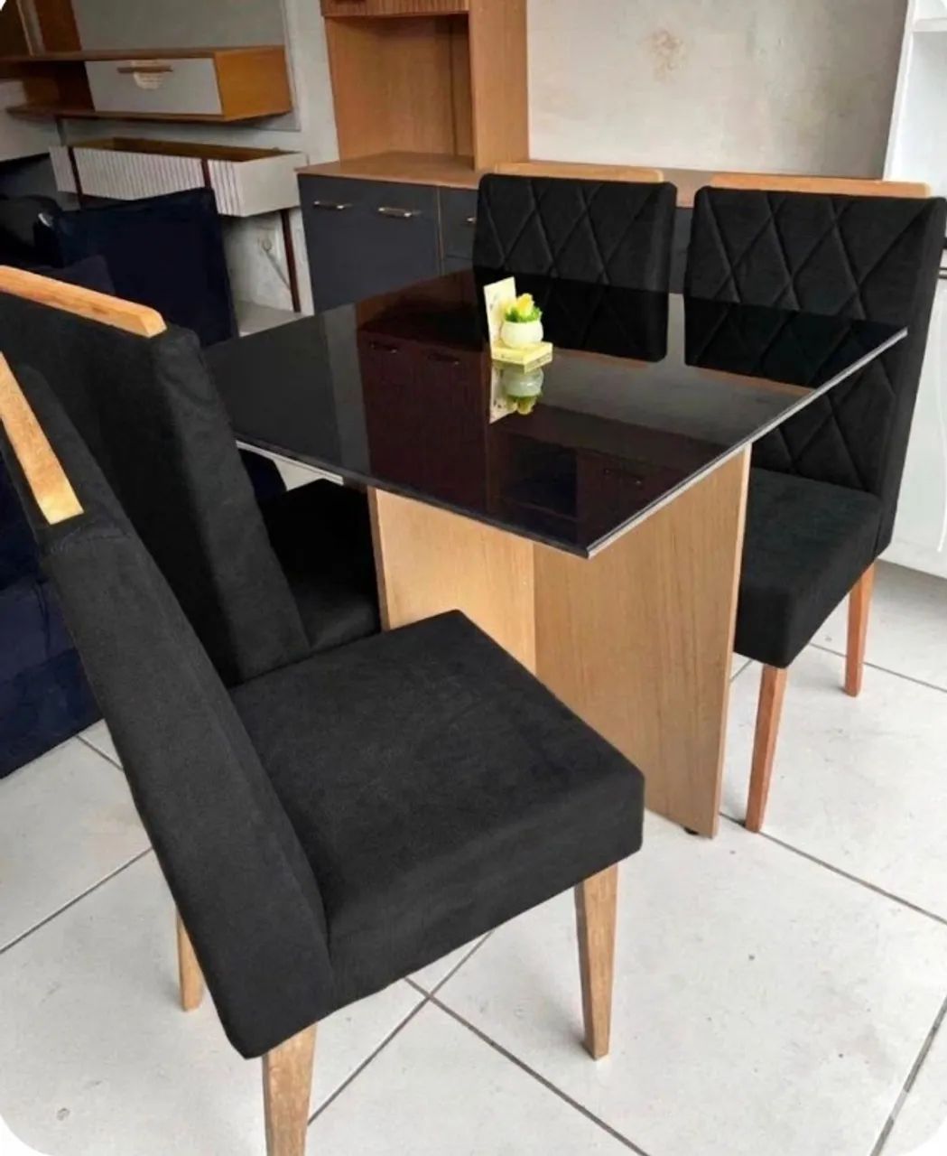 mesa de jantar de 4 lugares tampo de vidro