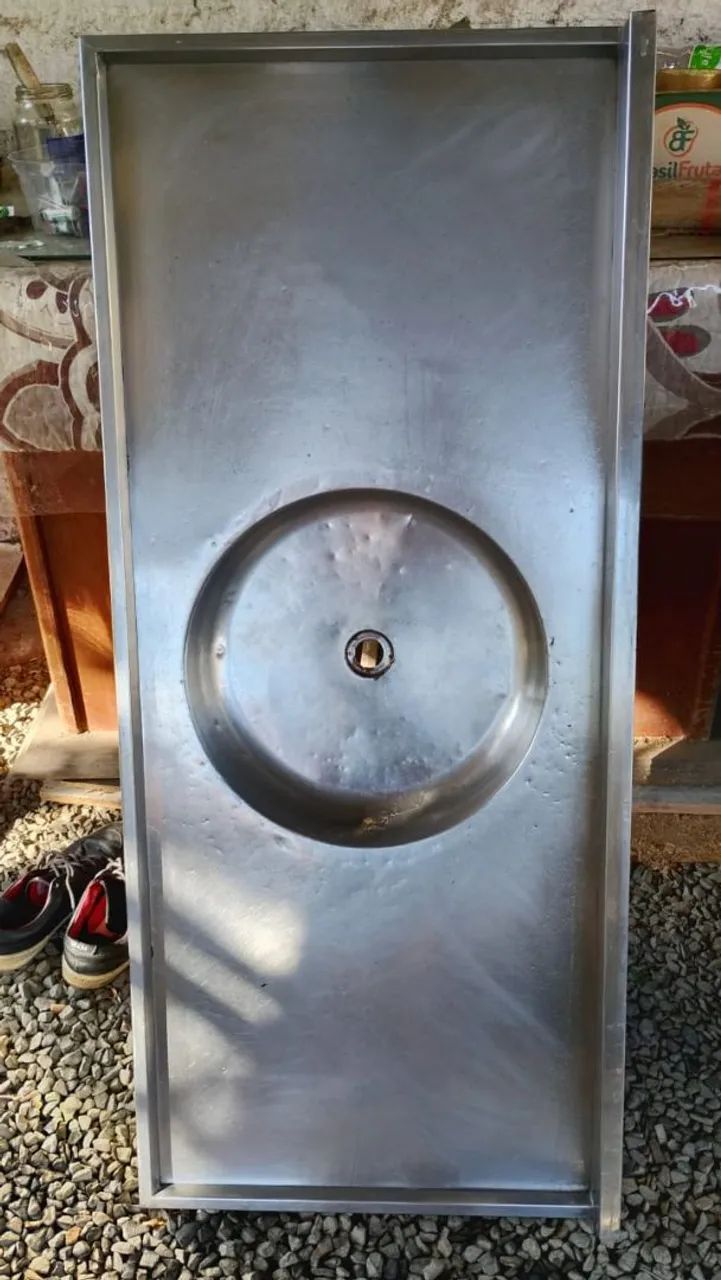 Pia inox com concreto