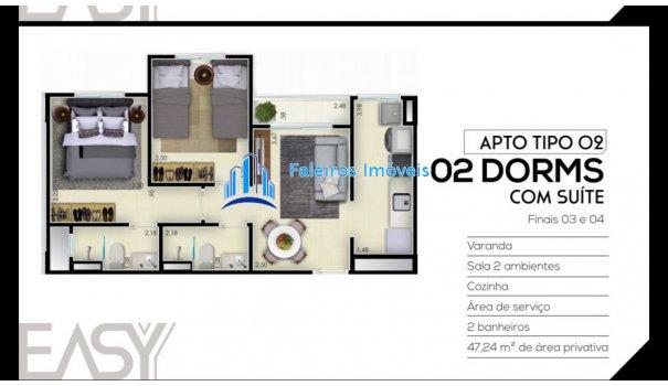 Apartamento 2 dormitórios com sacada e lazer - Apartamento em Lançamentos no bai... - Foto 12