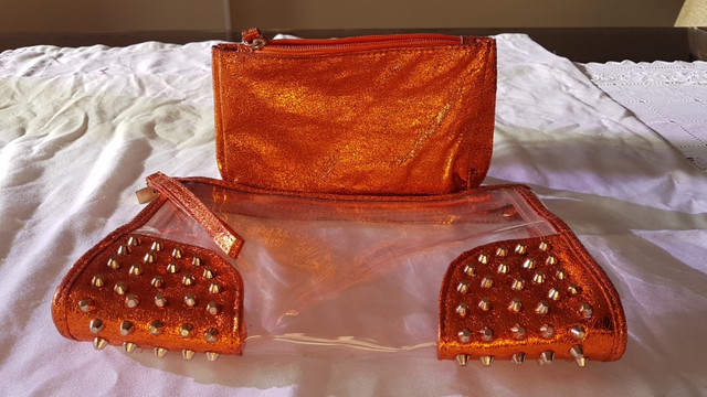 Bolsas - Conjunto de bolsas em plástico transparente / laranja - Foto 5