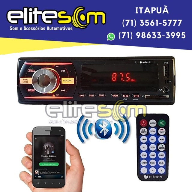 Aparelho Mp3 Bluetooth Fm Usb Sd instalado na Elite Som - Foto 2