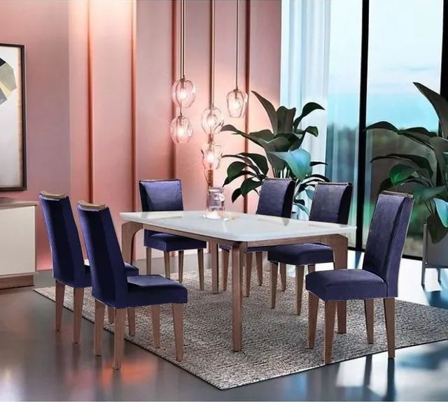 Mesa canto reto com 6 cadeiras 100% MDF!! Tt8671m - Foto 2